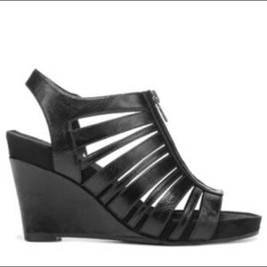 Aerosoles Black Caged Wedge Sandal size 8